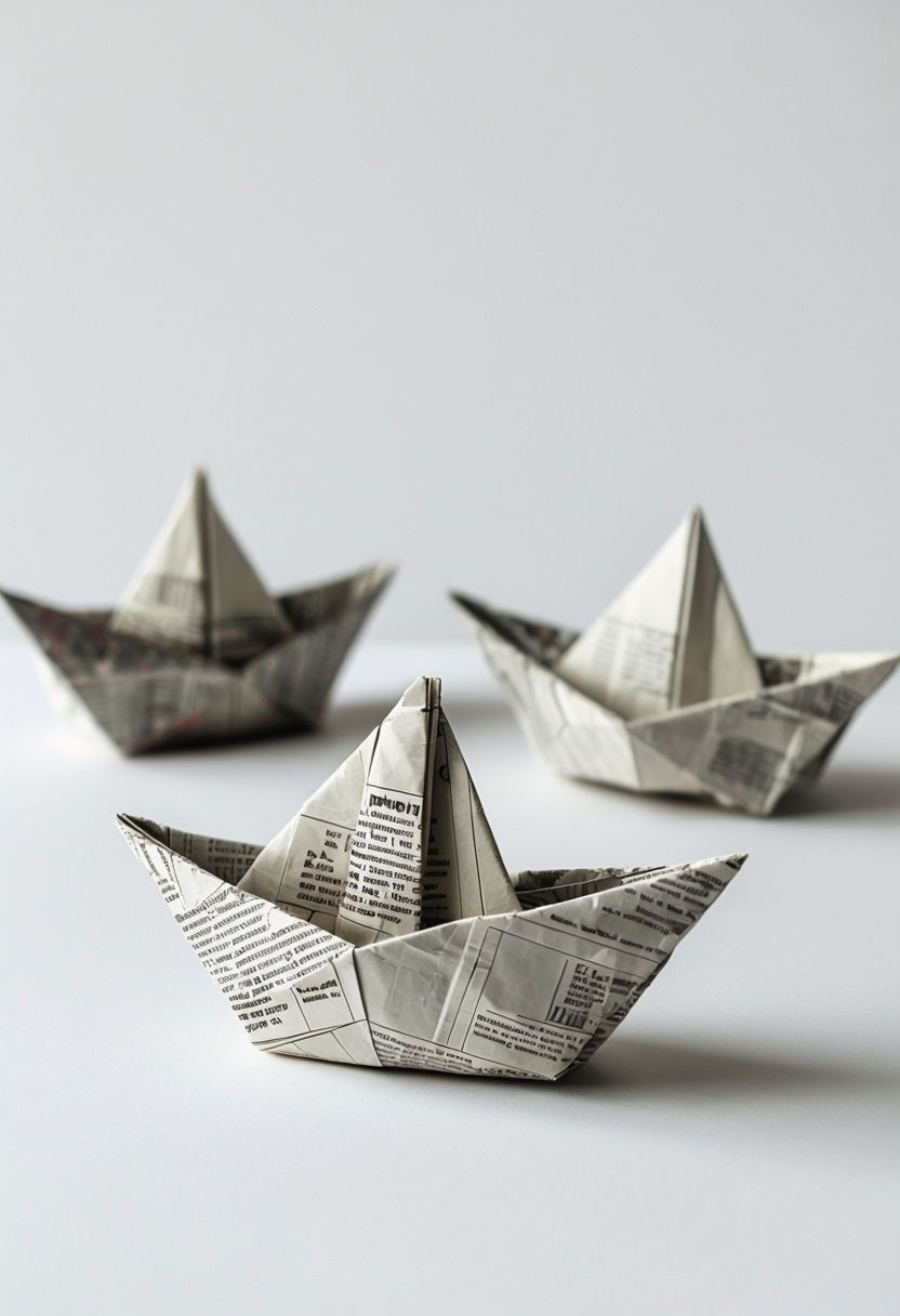 Elegant Origami Boats Still Life Photography Art