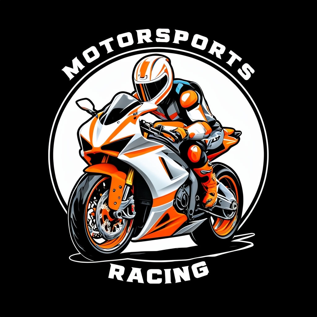 Dynamic White Sports Motorcycle Racing Logo