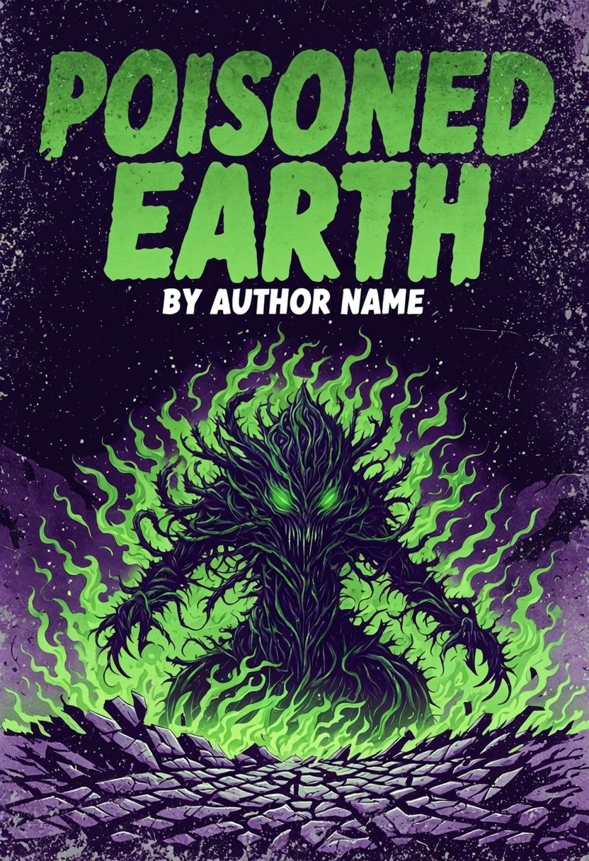 Horror Themed Poisoned Earth EBook Cover Featuring Mutated Plant Creature