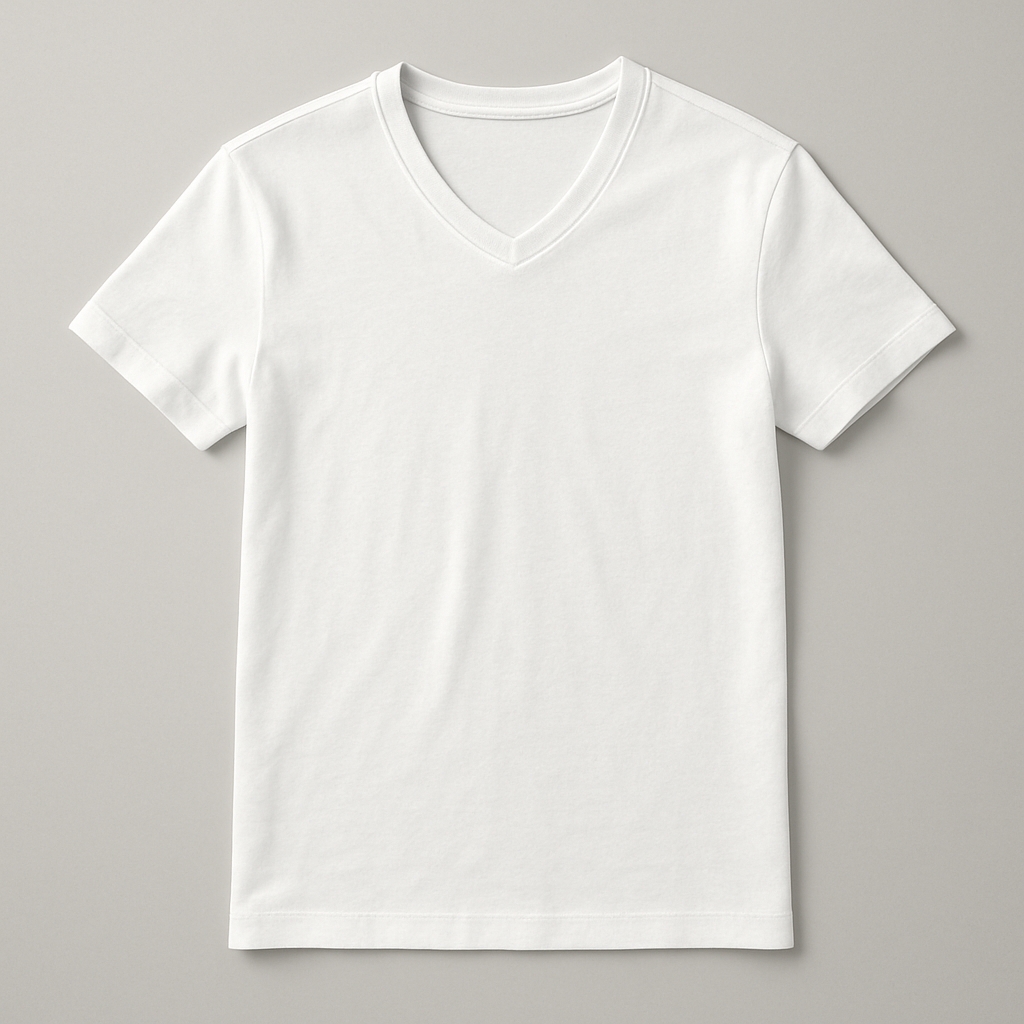 Sleek White V-Neck T-Shirt Mockup for Minimalist Fashion