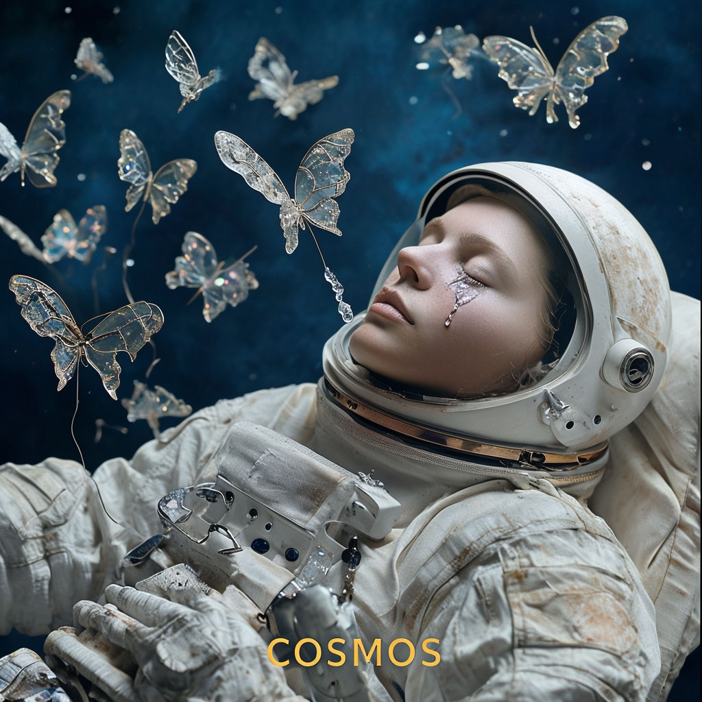 Surreal Cosmic Astronaut Dream with Ethereal Butterflies Artwork Spotify Album Cover