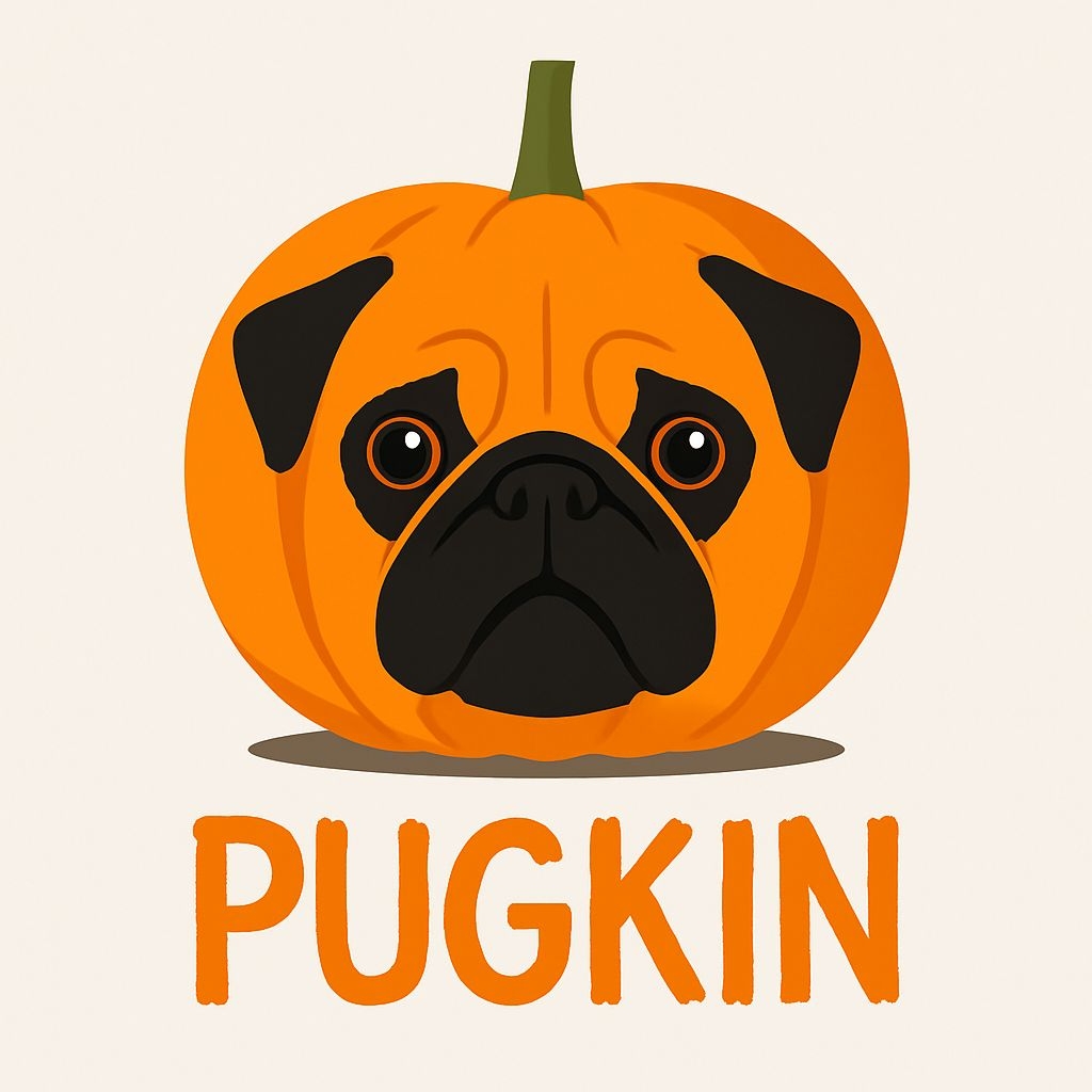 Playful Pugkin Halloween Pumpkin Illustration Sticker