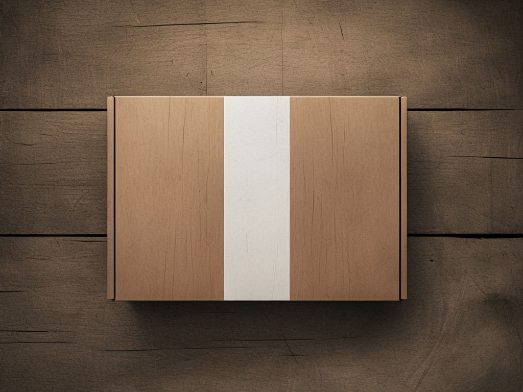 Minimalist Rectangular Box on Rustic Wooden Surface Mockup