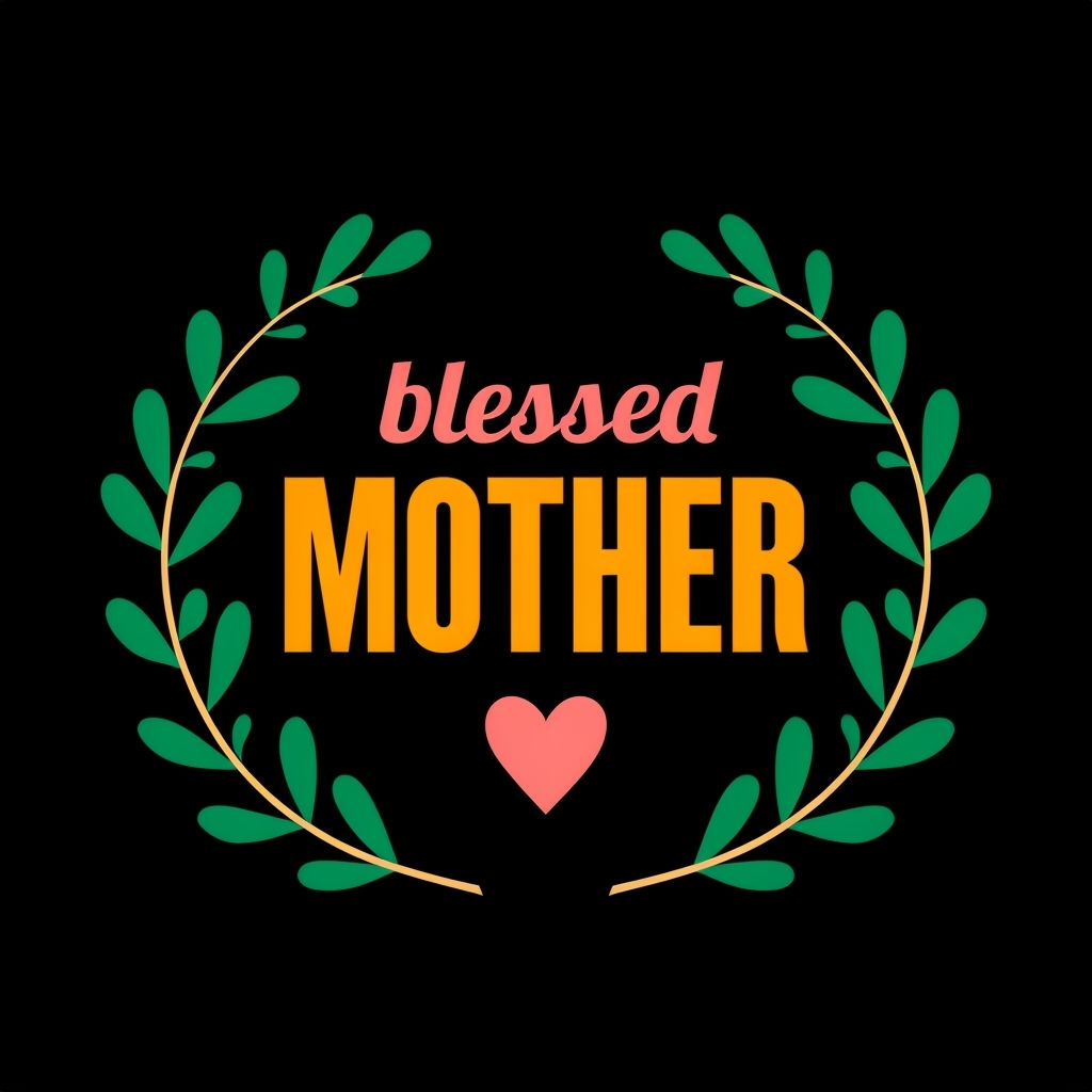 Blessed Mother with Heart and Leafy Wreath T-Shirt