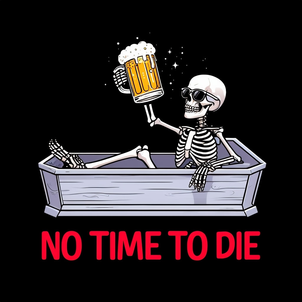 Casual Skeleton with Beer and Sunglasses T-Shirt