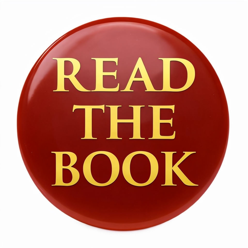 Glossy Dark Red 'Read The Book' Motivational Button Sticker