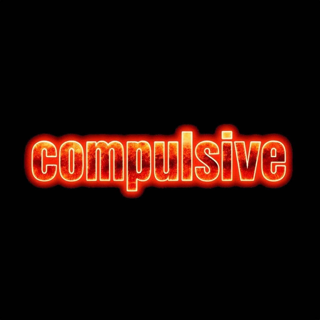 Fiery Neon Compulsive Text Design T-Shirt