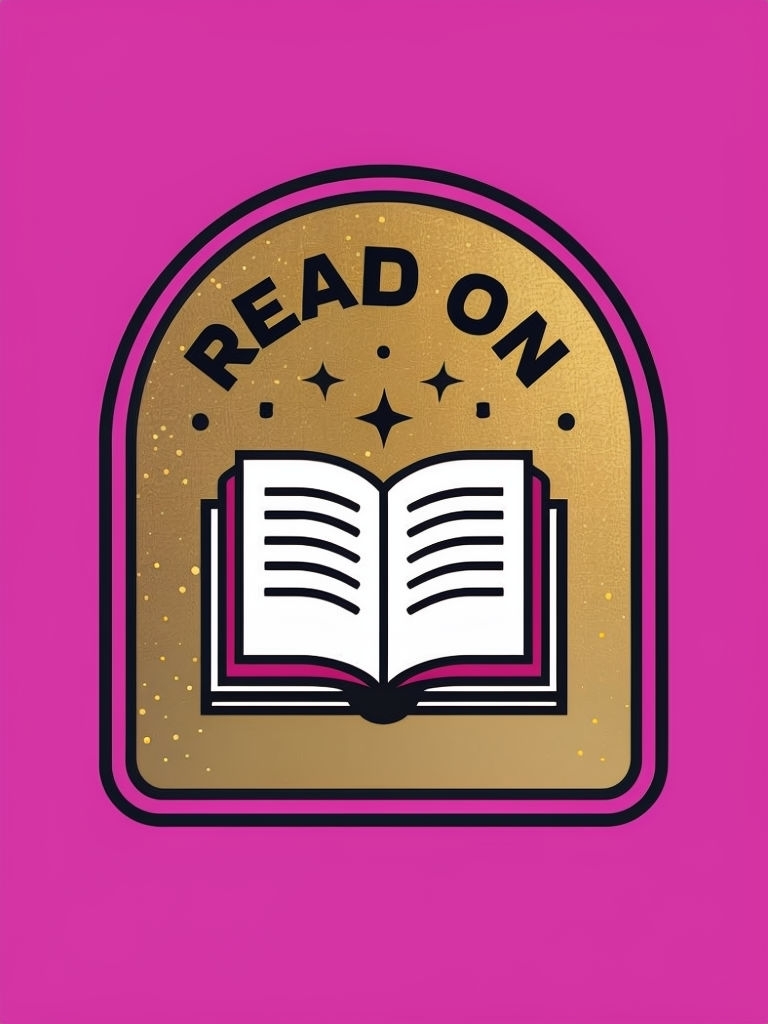 Stylized Badge Design with Open Book and Read On Text Poster