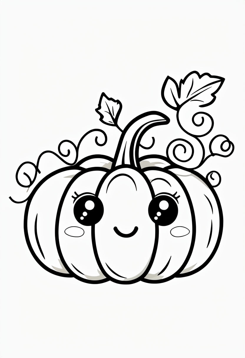 Friendly Pumpkin with Inviting Eyes Coloring Book Page