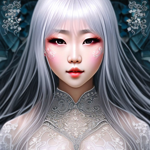 Closeup Of Very Silver Haired Cute Korean Woman Large Sensua By 