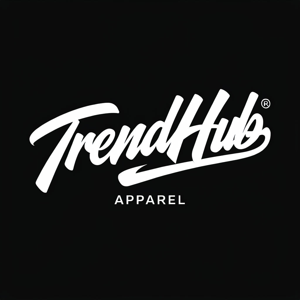 Minimalist TrendHub Apparel Logo on Black Background