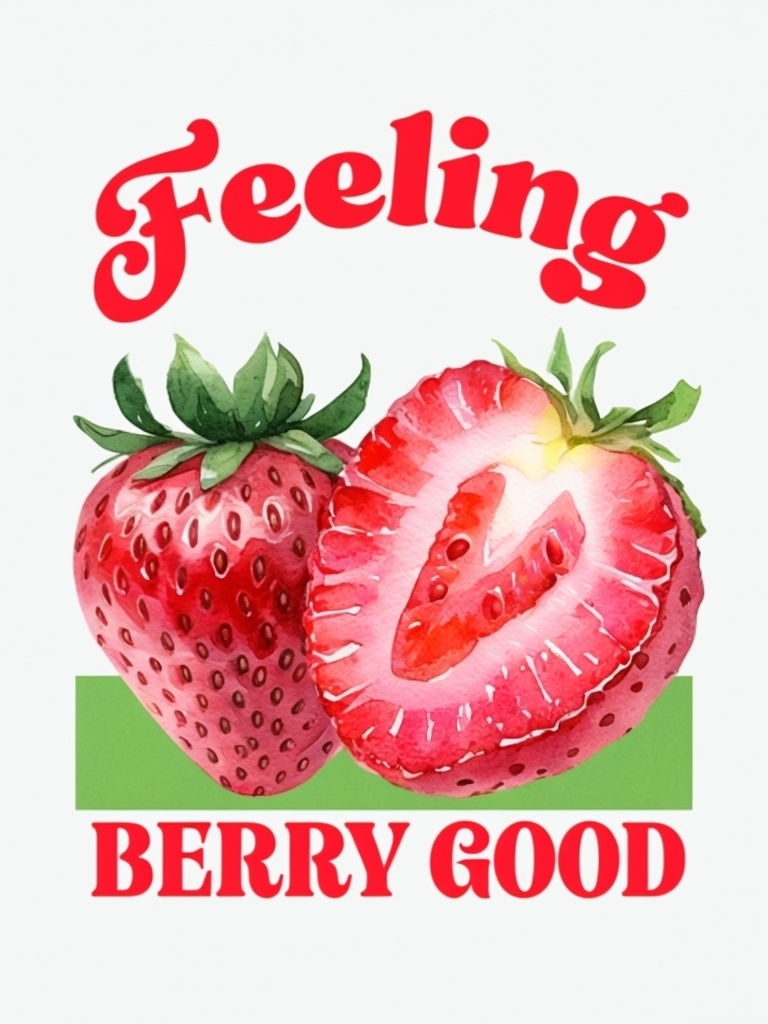 Feeling Berry Good Watercolor Strawberry Graphic T-Shirt