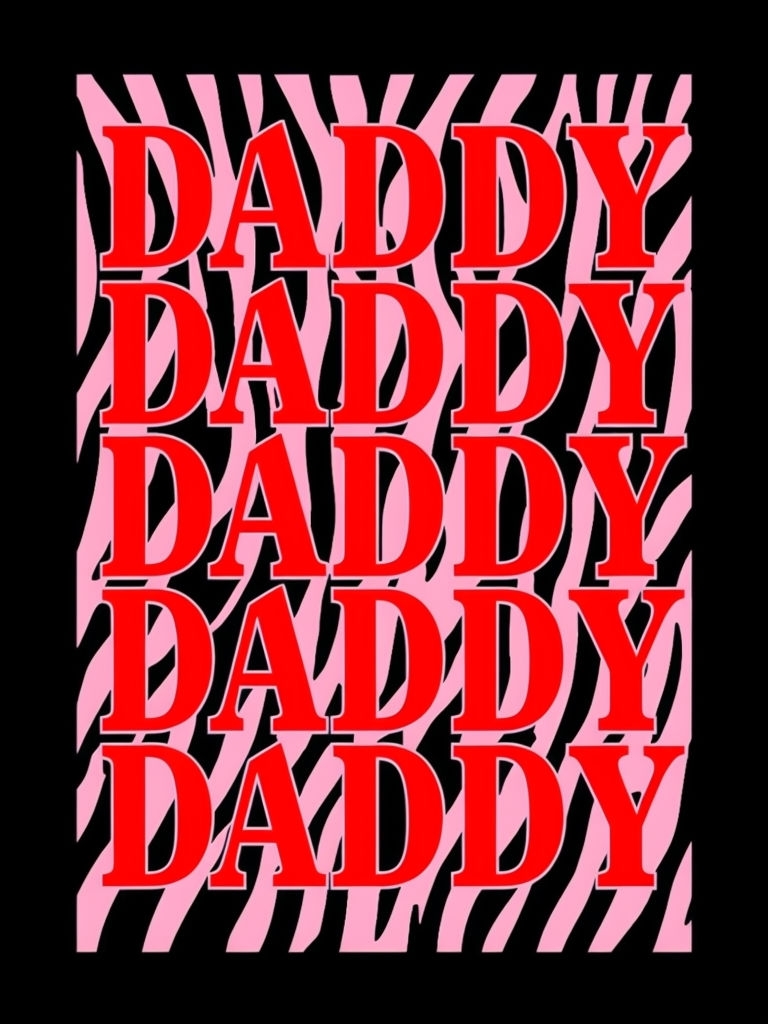 Vibrant Neon Daddy Text with Zebra Print Background T-shirt