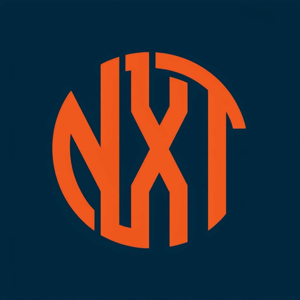Bold Electric Orange NXT Circular Logo Design Monogram