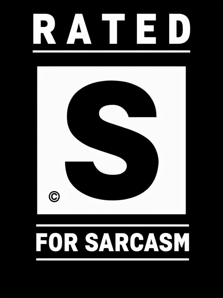 Bold RATED For Sarcasm Minimalist T-Shirt Design