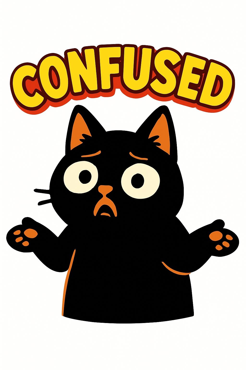 Confused Black Cat Illustration with Bold Text T-Shirt