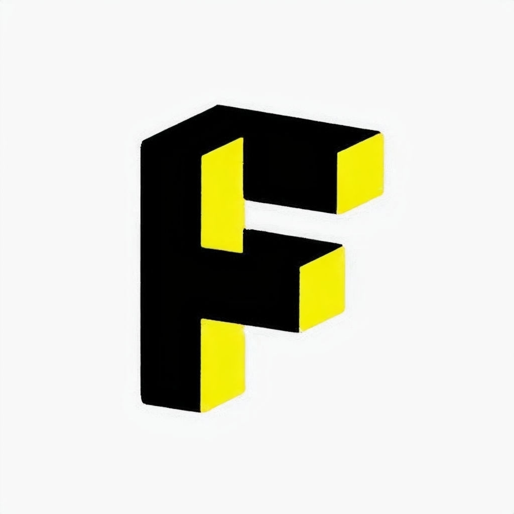 Bold Modern F Monogram Logo with Glossy Black and Electric Yellow Monogram