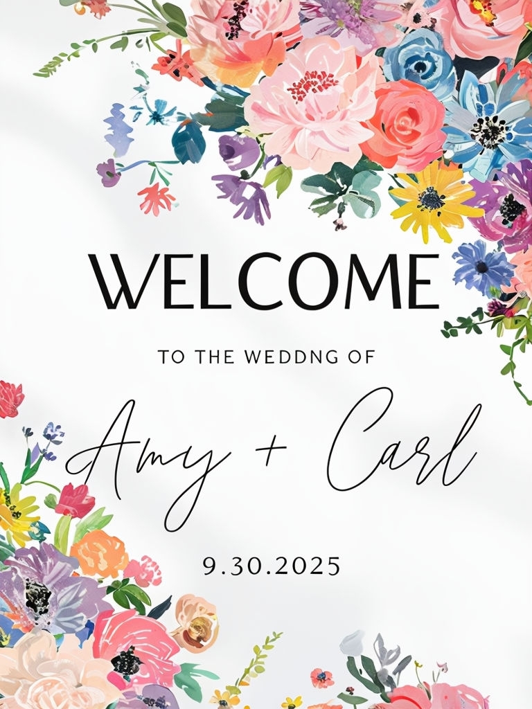 Elegant Floral Wedding Welcome Sign Design for Special Events
