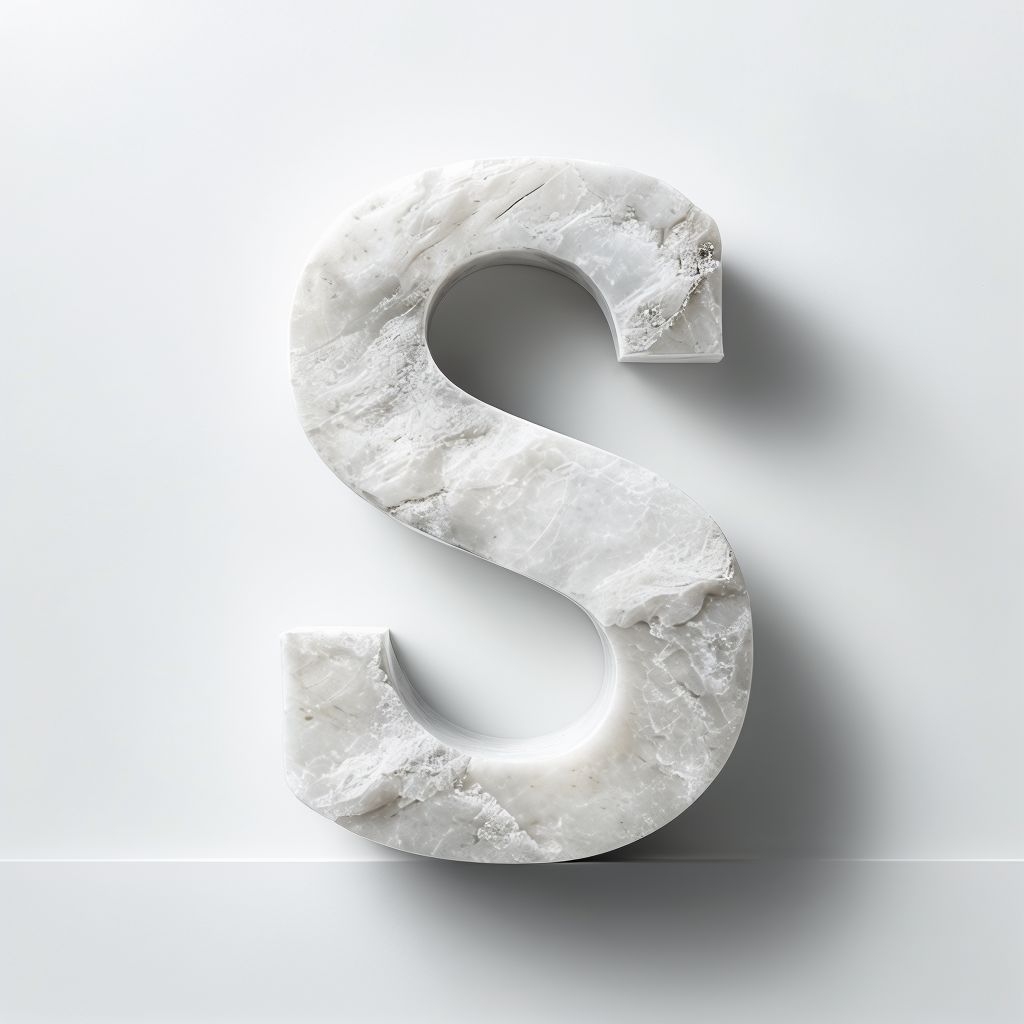 Elegant Marble 'S' Letter Design on White Background Monogram