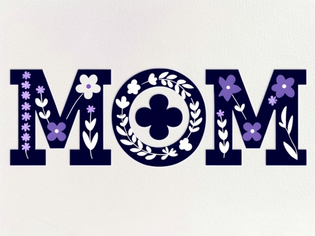 Navy Blue Floral MOM Design for Affectionate T-Shirt