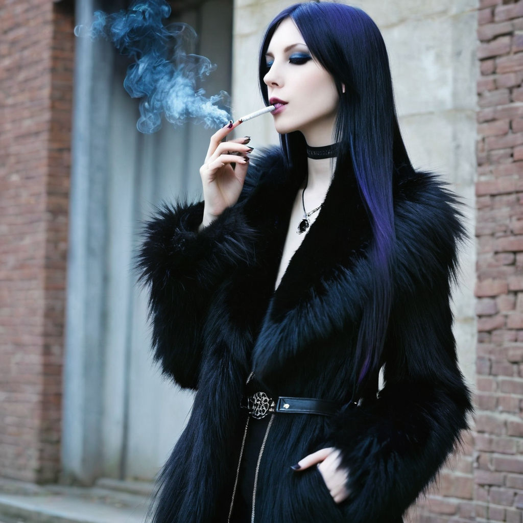 goth girl smoking