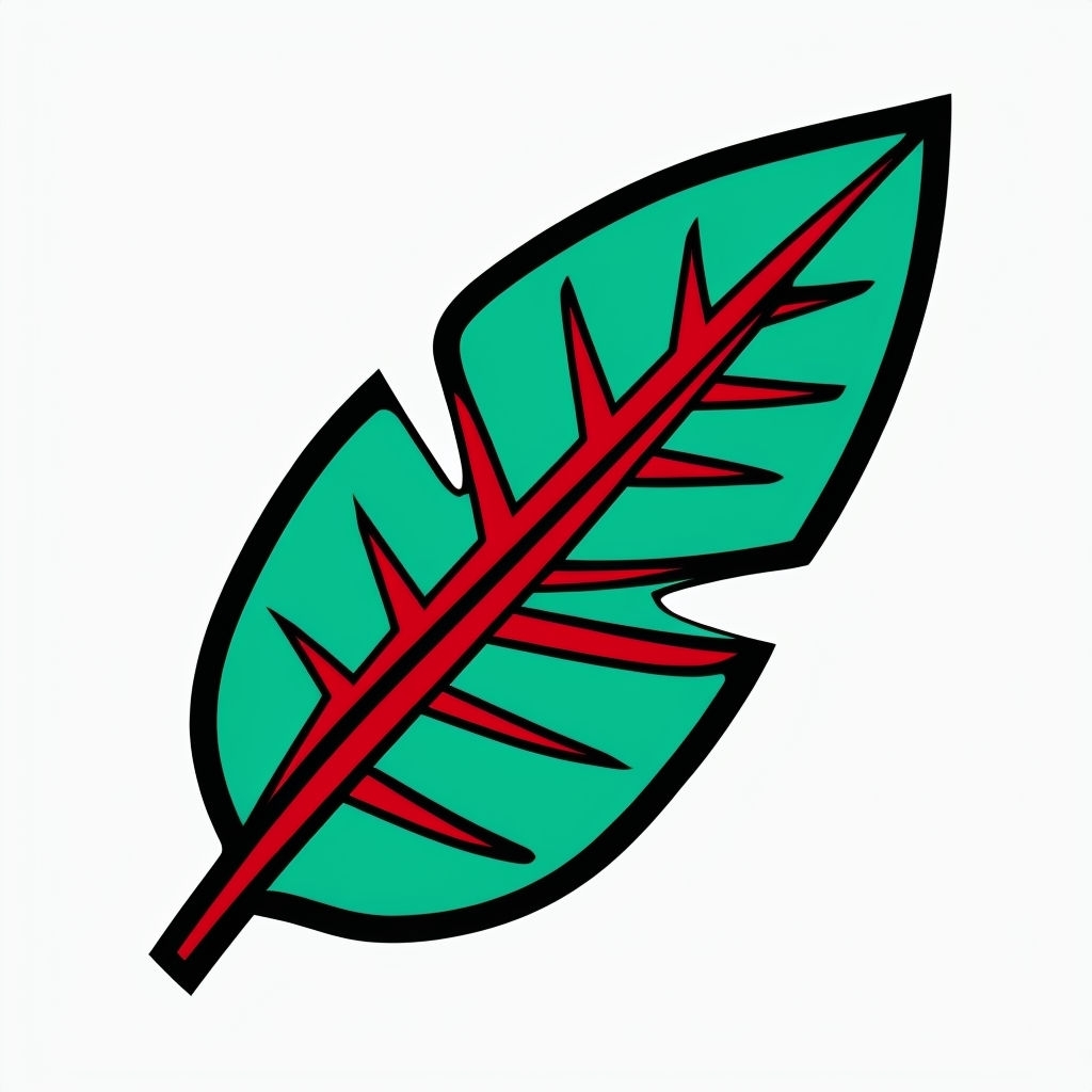 Bold Tropical Leaf Illustration with Vibrant Colors Sticker
