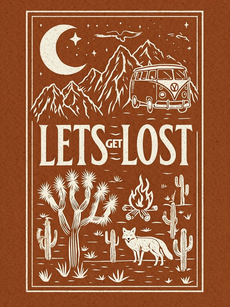 Vintage Adventure Get Lost Illustration Poster