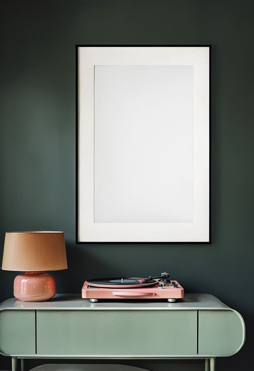 Modern Minimalist Interior Design Scene with Record Player Mockup