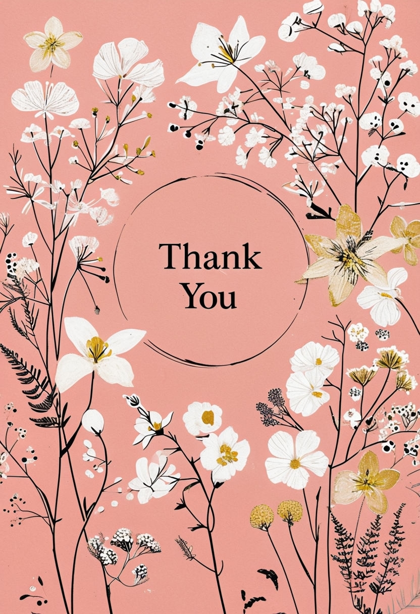 Elegant Floral Thank You Greeting Card Design for Every Occasion