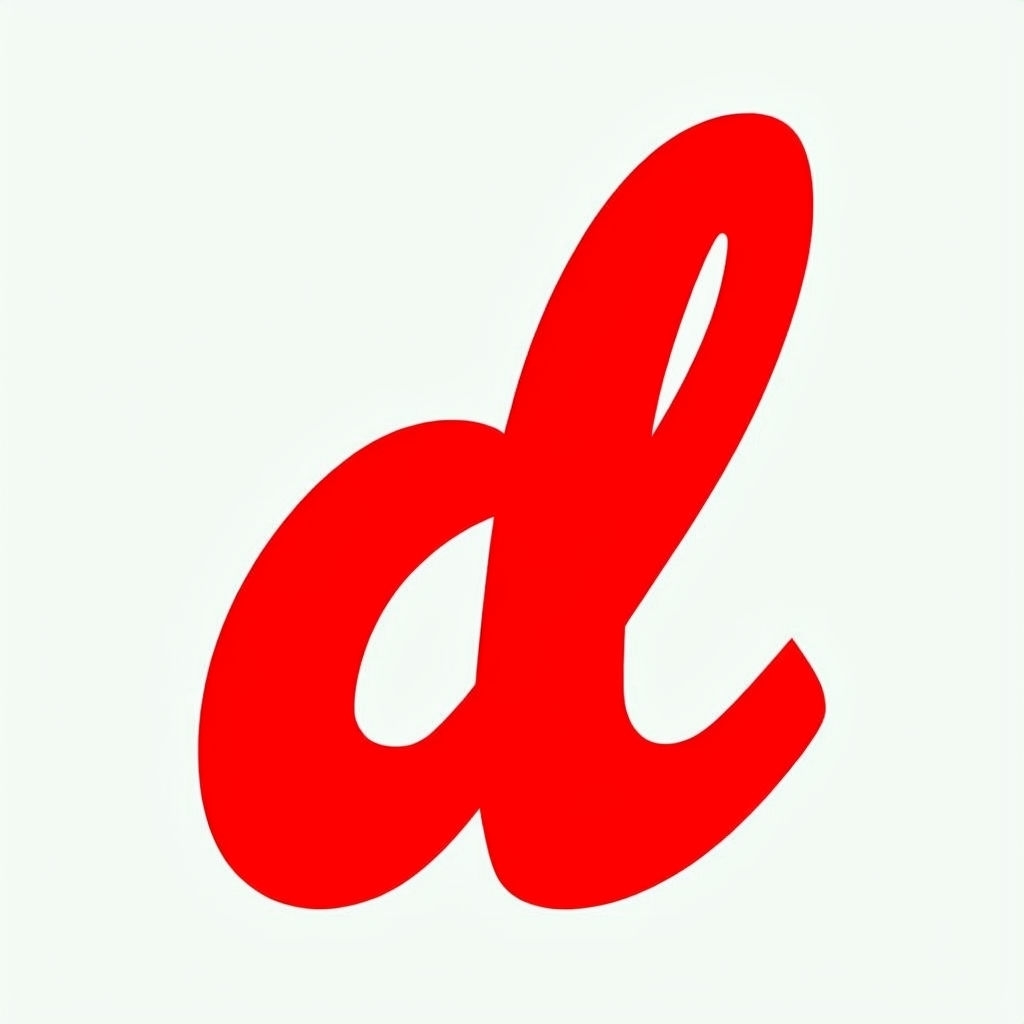Bold Red Handwritten Letter D Minimalist Design Monogram