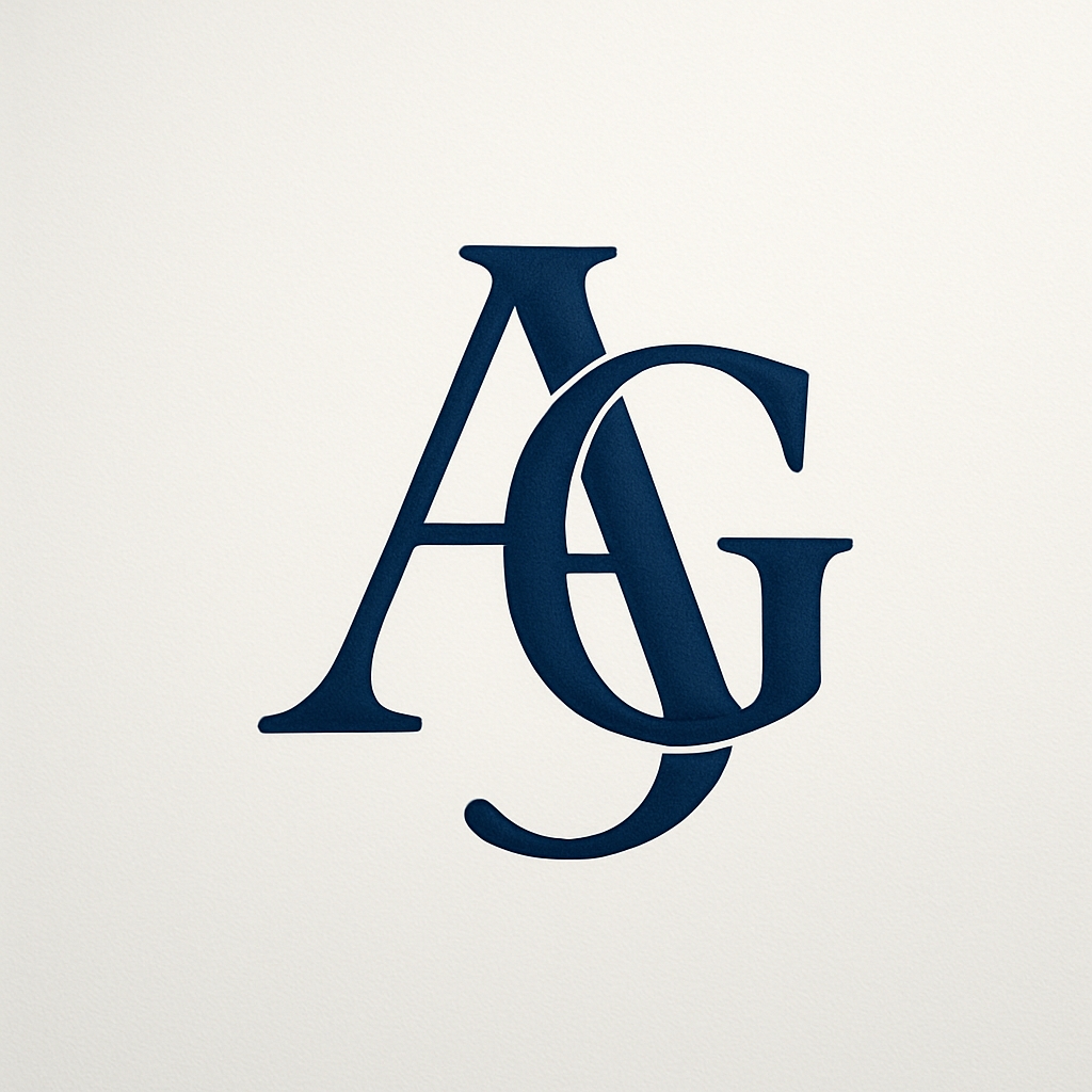 Elegant Intertwined AGJ Logo Design on Off-White Background Monogram