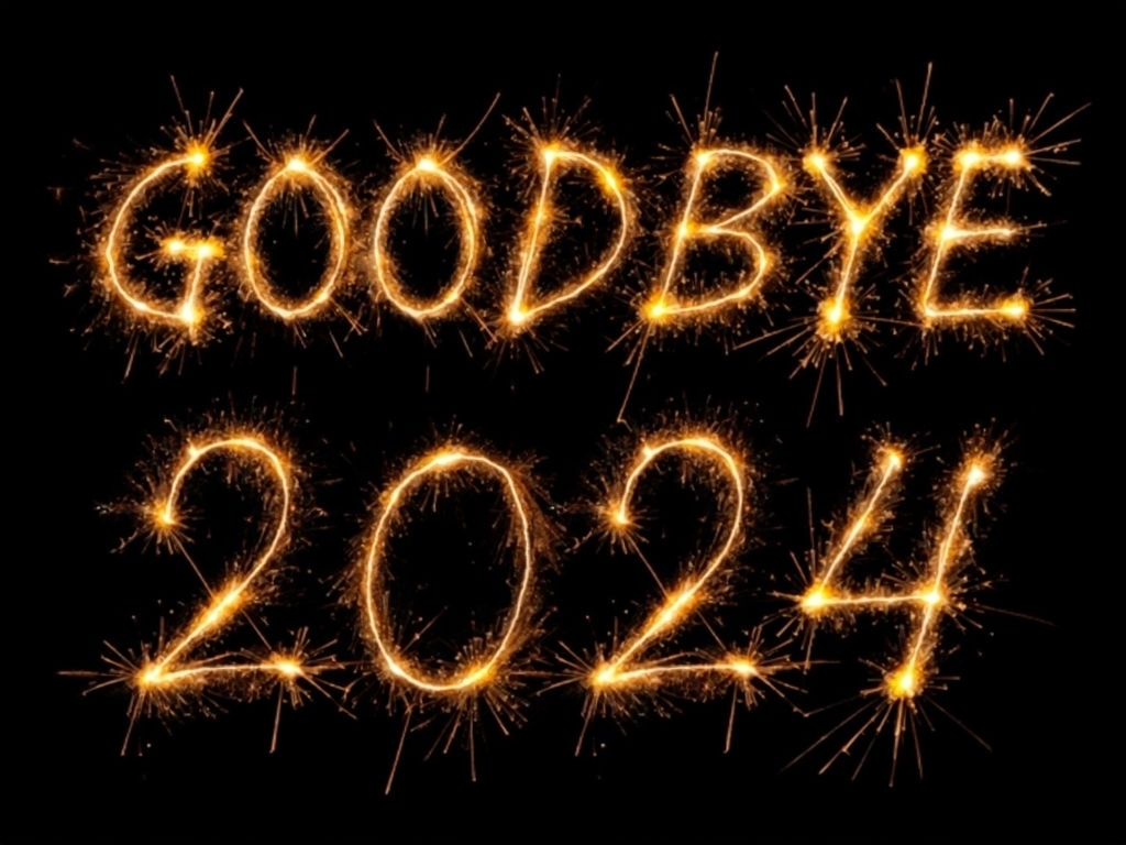 Radiant Sparkler Goodbye 2024 Illustration for Social Media Post