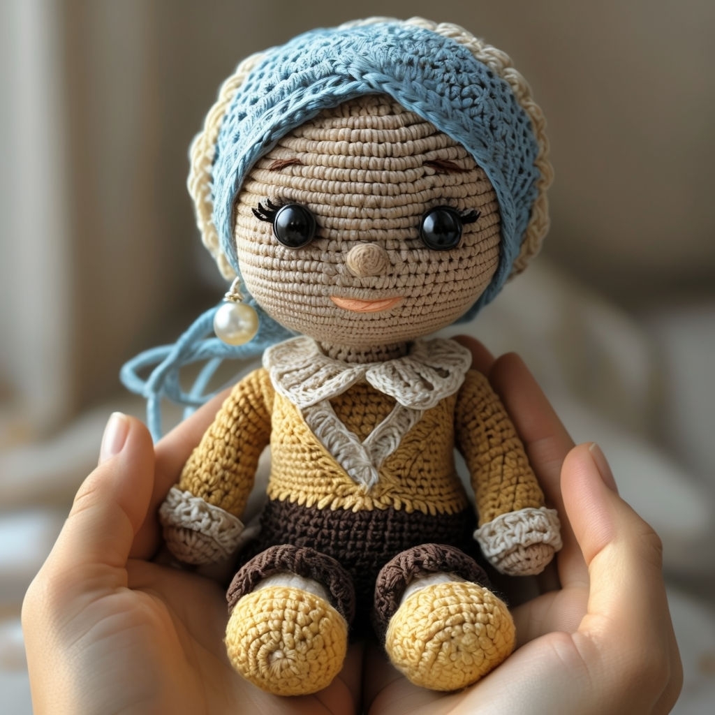 Charming Hand-Crafted Crochet Doll Photography Art
