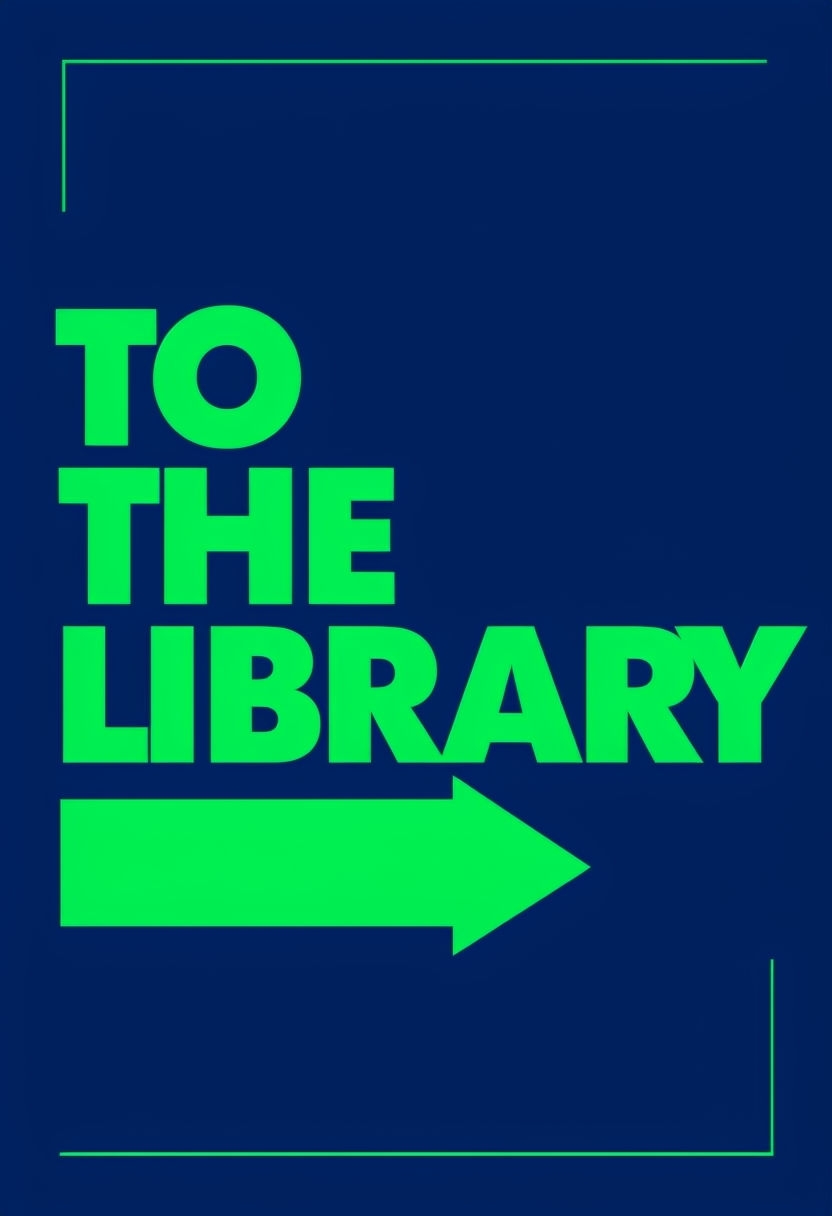 Vibrant Neon Green Library Direction Poster Design