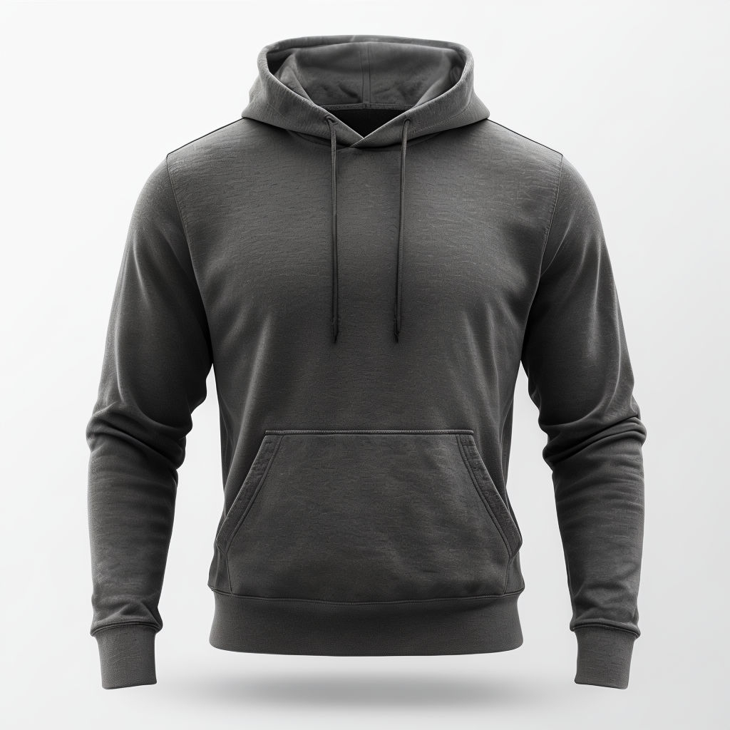 Men's Charcoal Grey Hoodie with Pouch Pocket Mockup