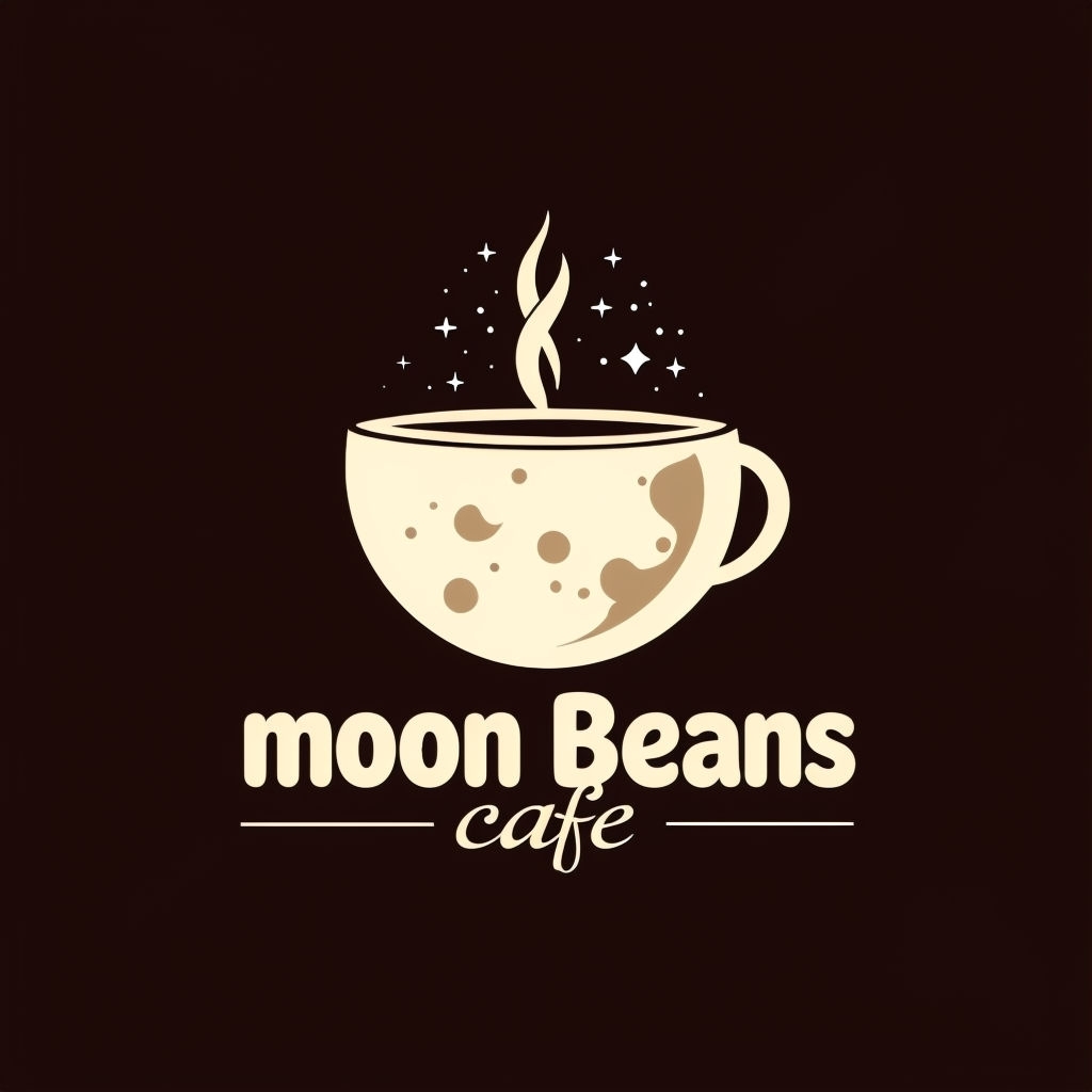 Minimalist Moon Beans Coffee Cup Logo Design