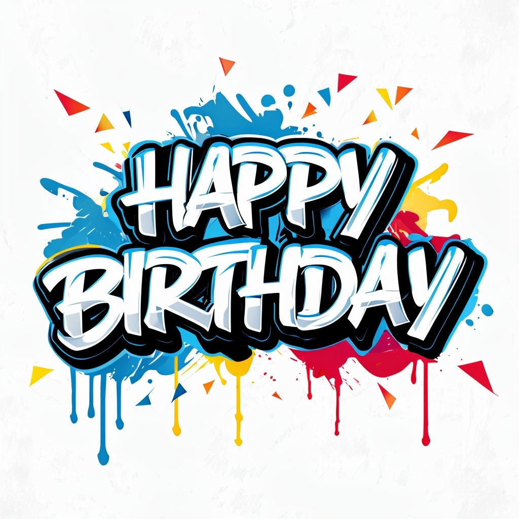 Vibrant Graffiti 'Happy Birthday' Artwork for Celebration Event Signs