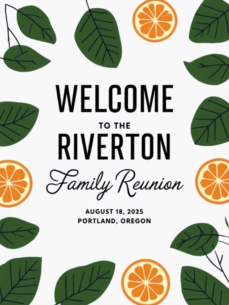 Vibrant Riverton Family Reunion Welcome Sign Design Event Sign