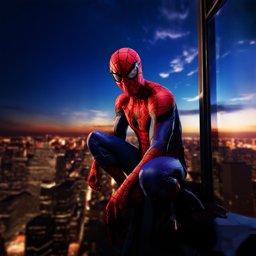 Spiderman perched atop a skyscraper by Vanja Packáge - Playground