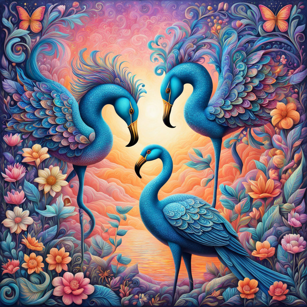 Explore a mesmerizing artwork with enchanted lovers set in a... by ...