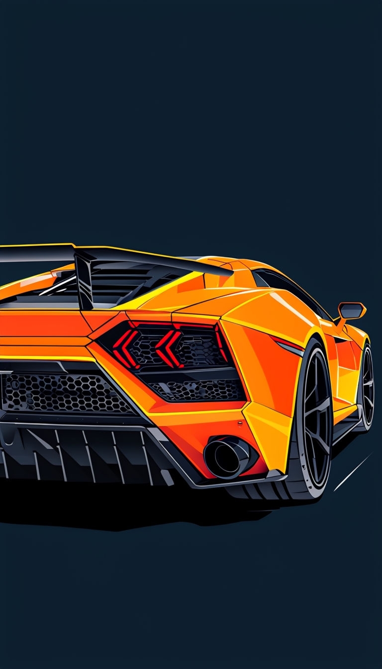 Sleek Modern Sports Car Illustration with Vibrant Sunset Colors Mobile Wallpaper