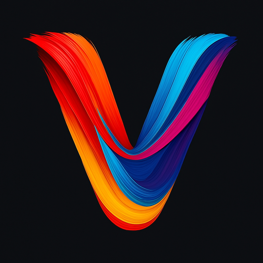 Vibrant Abstract 'V' Symbol Brushstroke Artwork Monogram