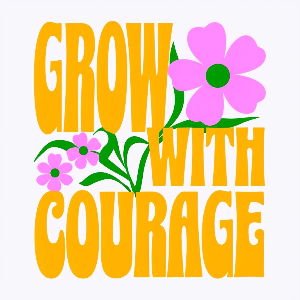 Grow with Courage Motivational Floral Design Mug