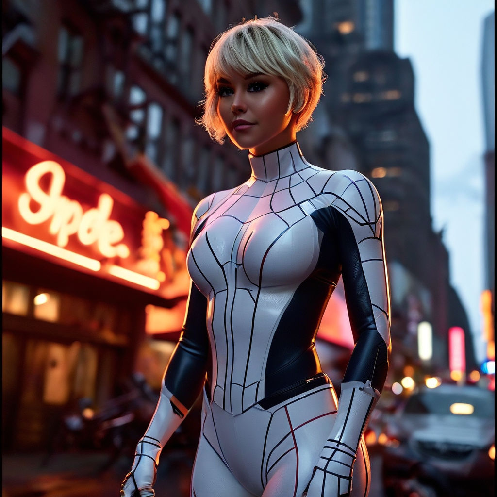 wearing transparent latex spider gwen bra suit