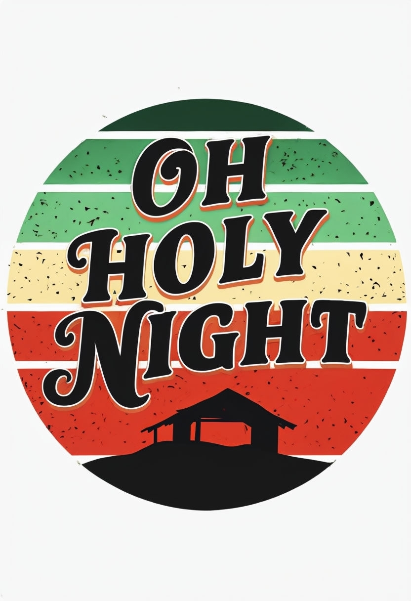 Vintage OH HOLY NIGHT Graphic with Festive Elements T-shirt