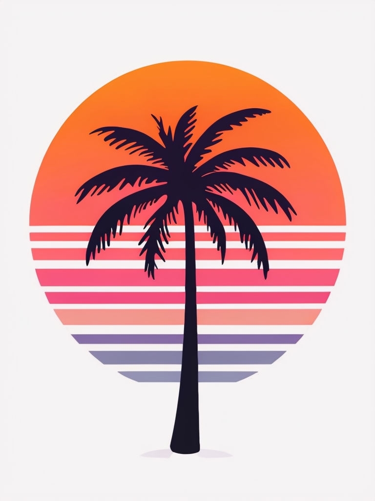 Vibrant Palm Tree Against Sunset Graphic T-Shirt