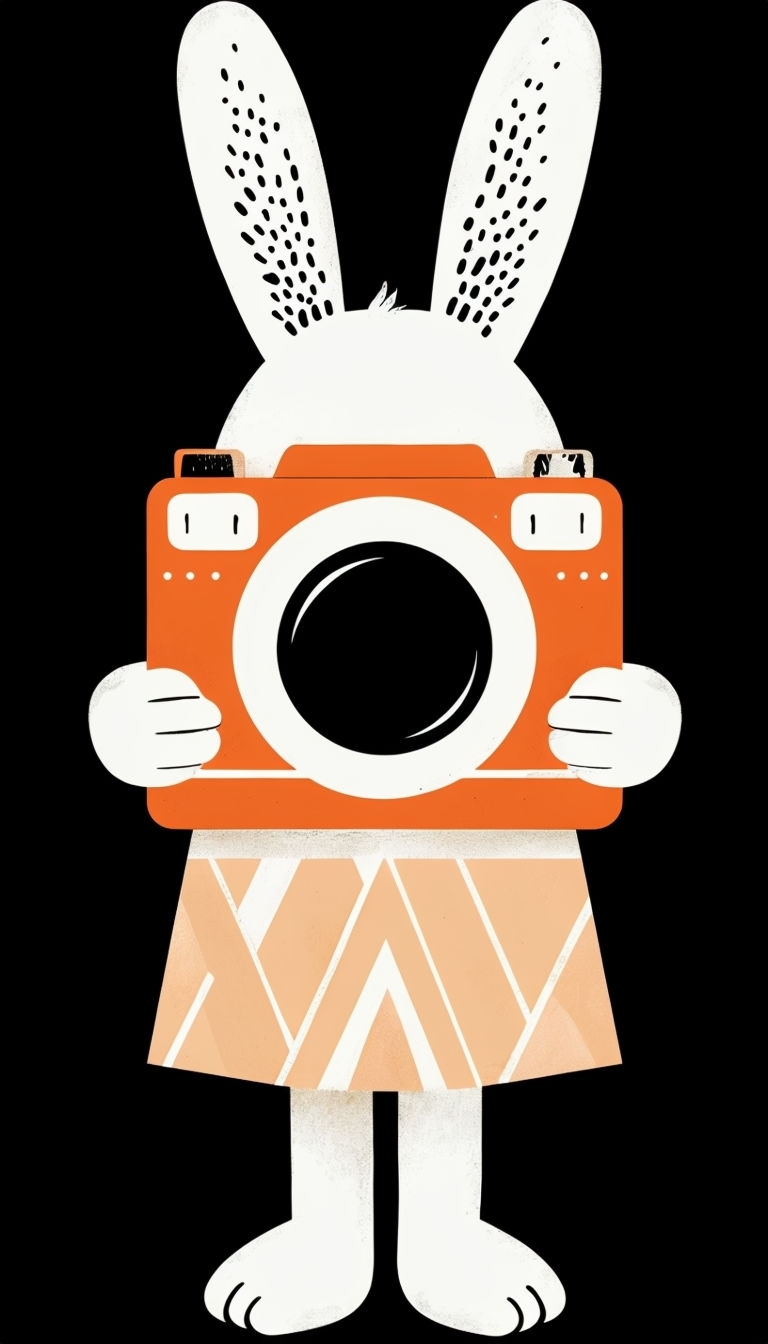 Whimsical Cartoon Bunny with Camera Minimalist Phone Case Cover