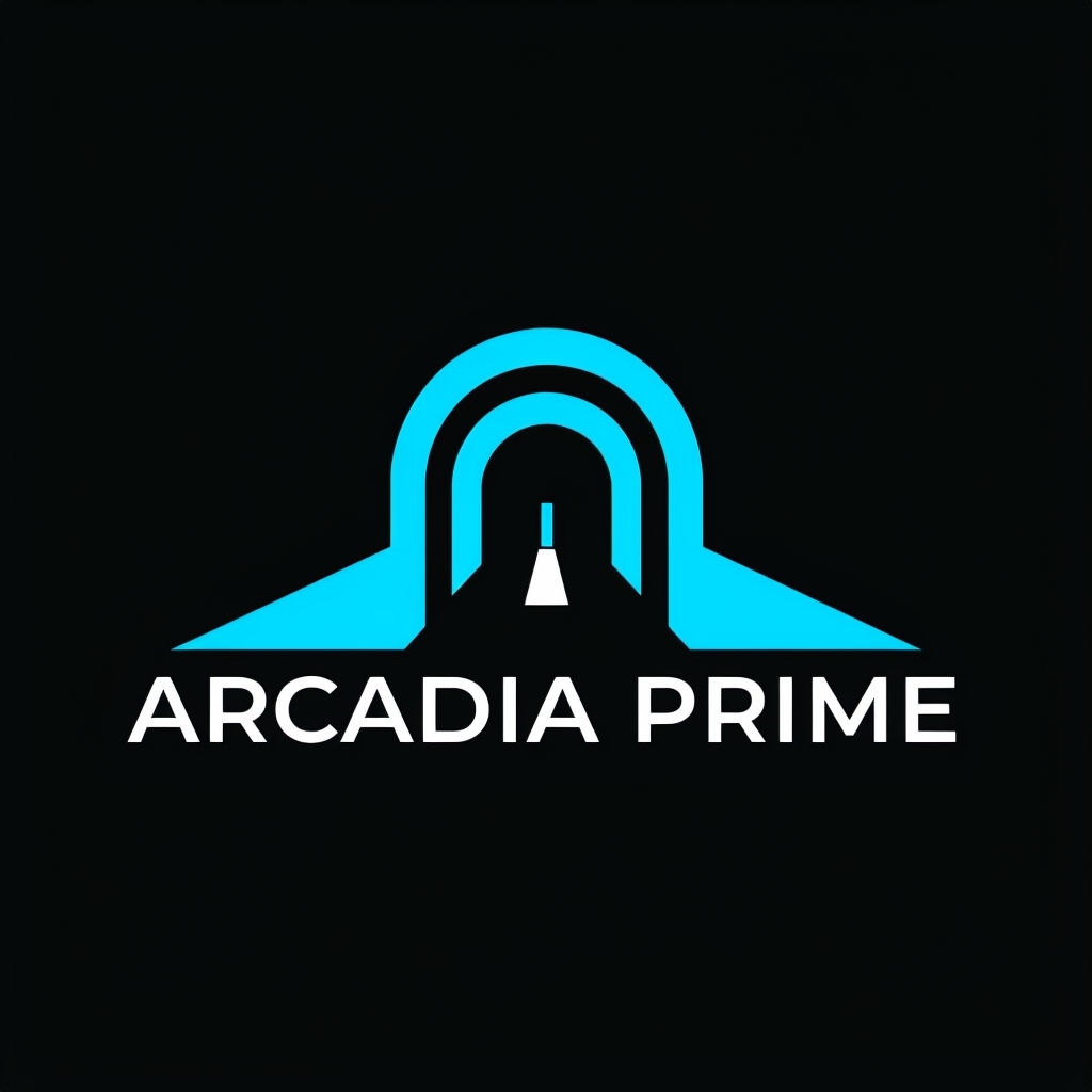 Minimalist Neon Arcadia Prime Logo with Clean Design Style