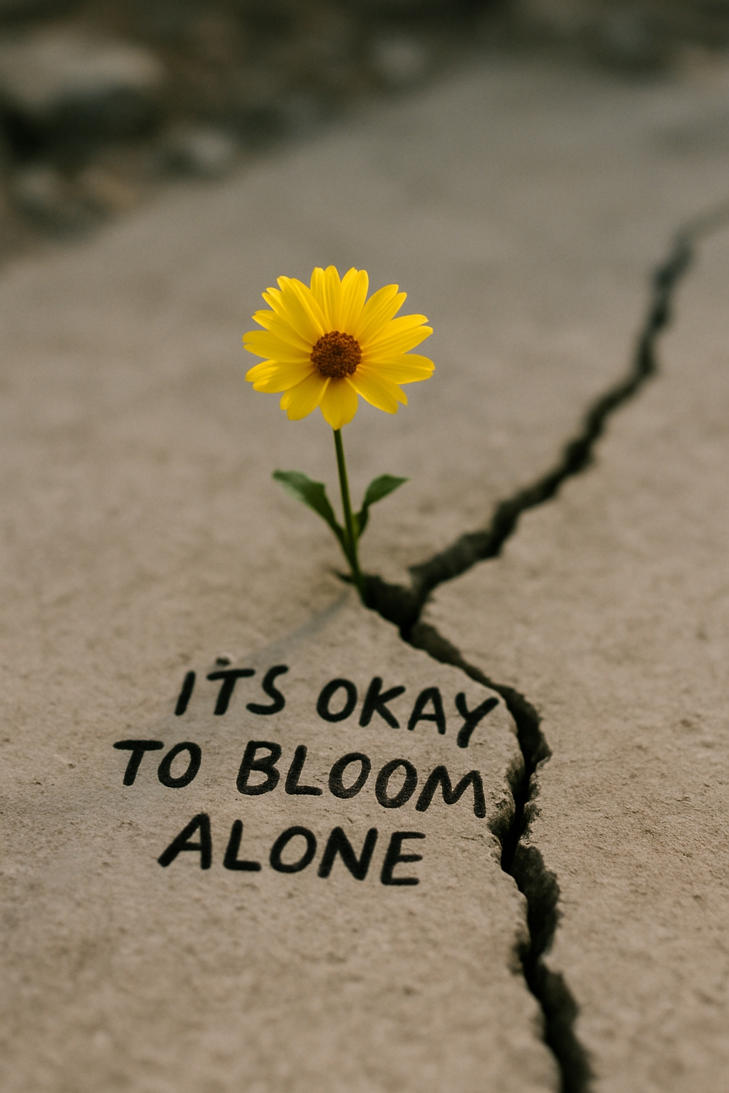 Hopeful Yellow Daisy Growing Through Concrete Poster