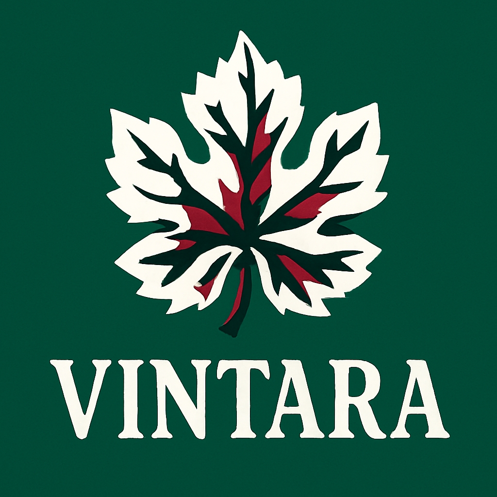 Stylized Maple Leaf VINTARA Modern Logo Design